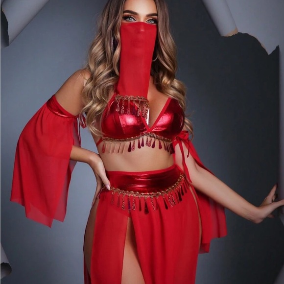 Halloween Fantasy Costume Women's Sexy Genie Costume Pendant - Picture 5 of 5